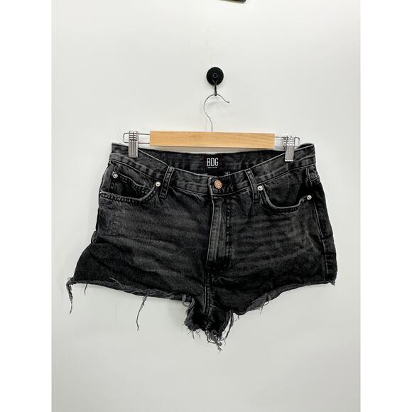 BDG Denim Shorts Girlfriend High-Rise Women Size 30 Black Wash Cut Off Booty - Picture 1 of 6